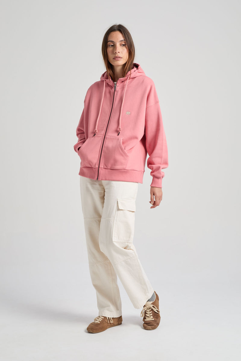 Women's Organic Essential Oversized Zip Hoodie Rossette Pink