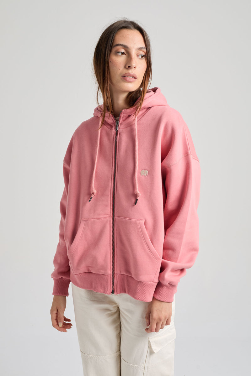 Women's Organic Essential Oversized Zip Hoodie Rossette Pink
