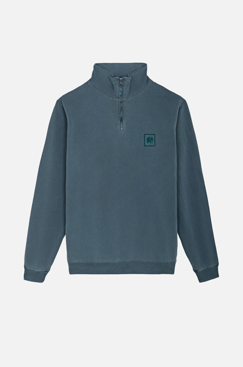 Sauce Pigment Dyed Quarter Zip Sweatshirt Elm Green – Trendsplant