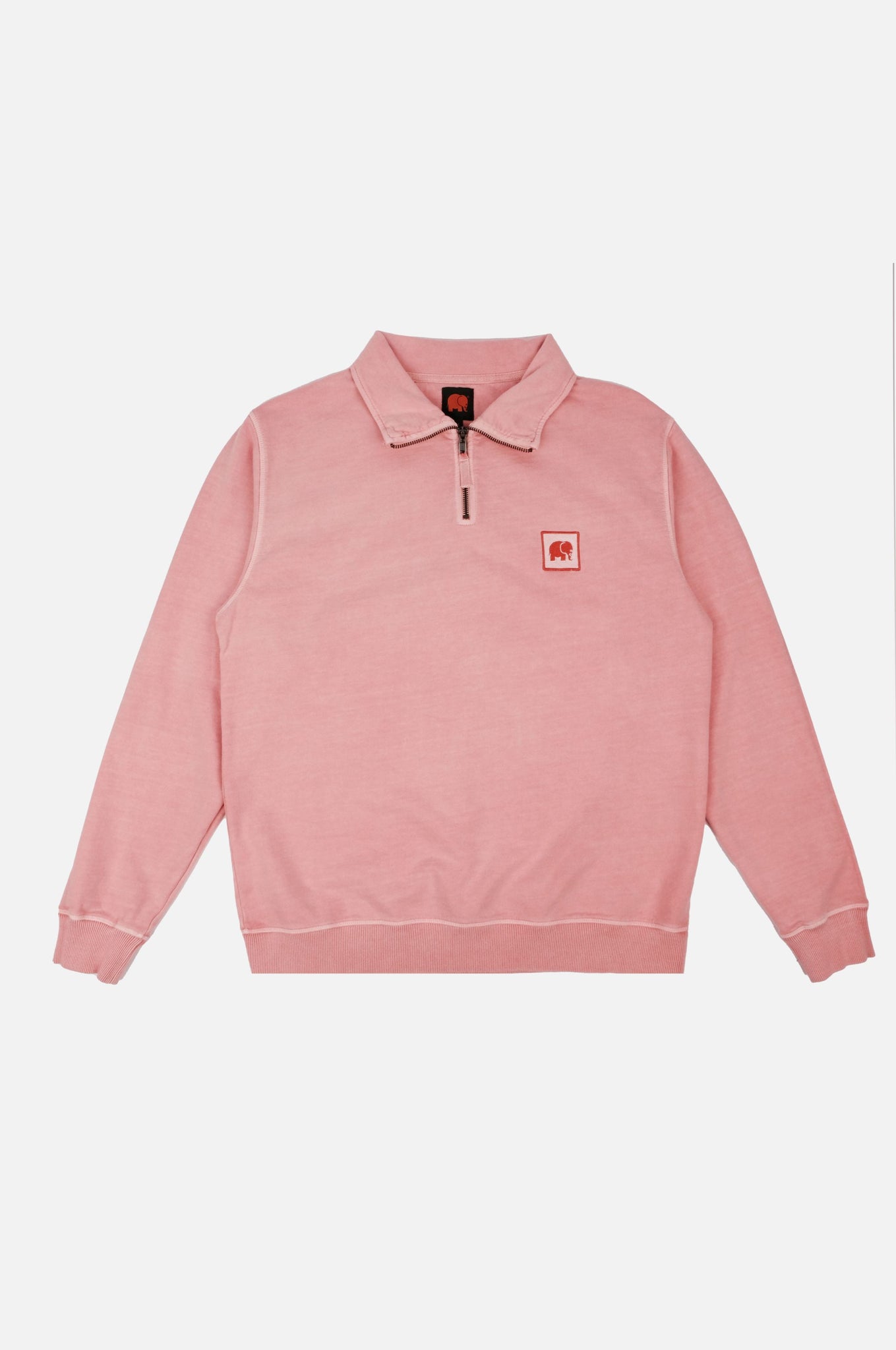 Sauce Pigment Dyed Quarter Zip Sweater Coral Almond