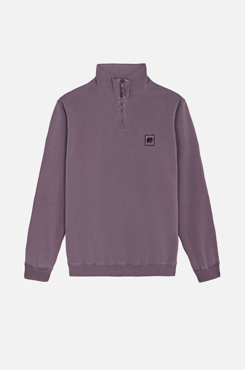 Sauce Loopback Pigment Dyed Half Zip Sweatshirt Sunset Purple