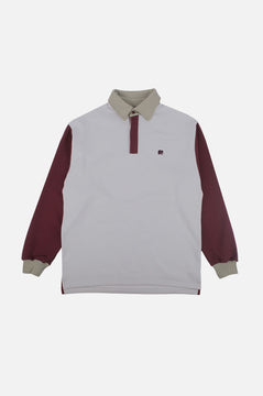 Color Block Oversized Polo Sweater Steel Haze