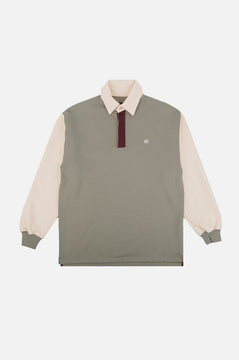 Color Block Oversized Polo Sweater Iron Veil