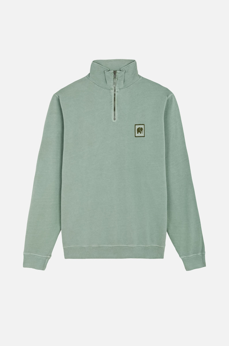Sauce Pigment Quarter Zip Sweatshirt Silver Green – Trendsplant