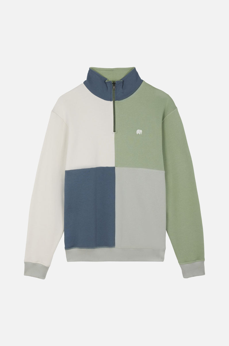 Color Block Quarter Zip Sweatshirt Salted Moss – Trendsplant