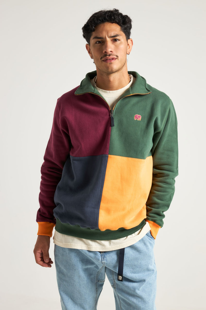 Color Block Half Zip Sweater 