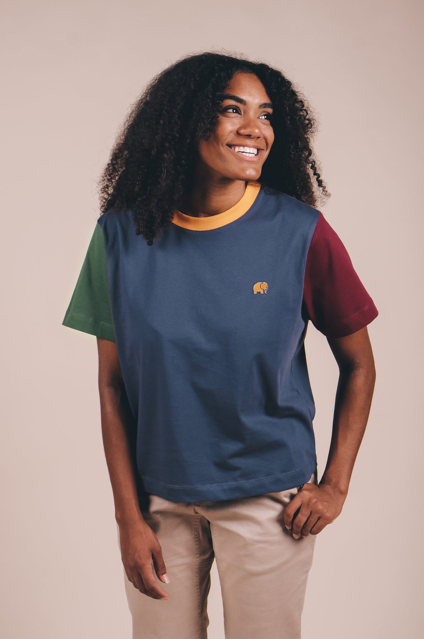 Camiseta Mujer Color Block Trendsplant Blue