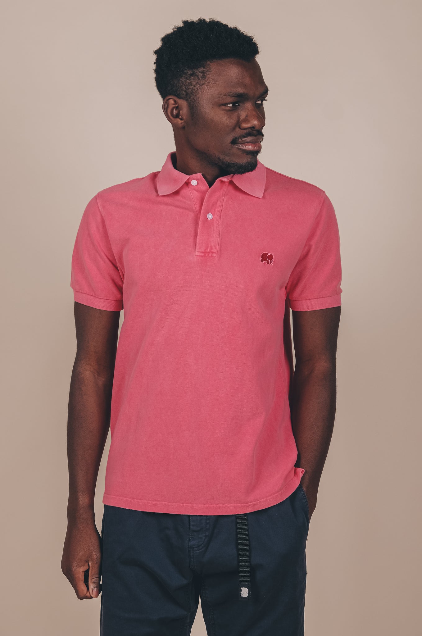 Alcalali Pigment Dyed Polo Shirt Pink Blossom