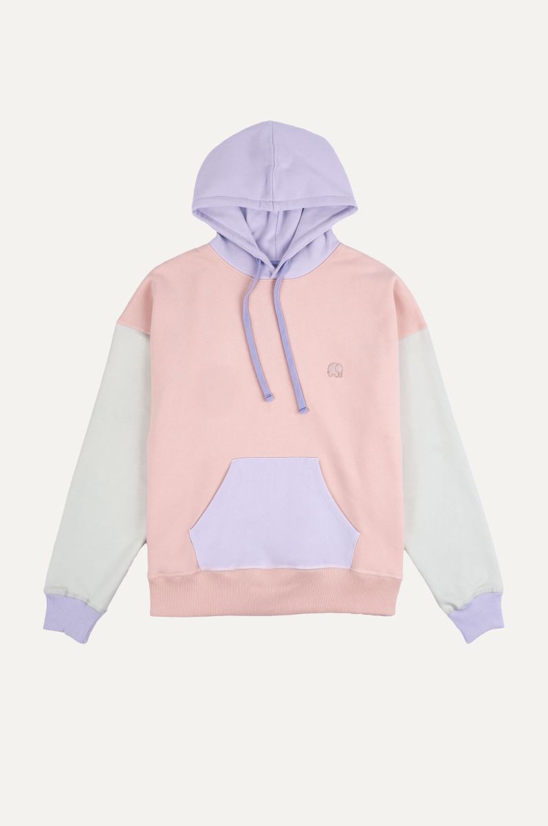 Women's Oversized Color Block Hoodie Pink – Trendsplant
