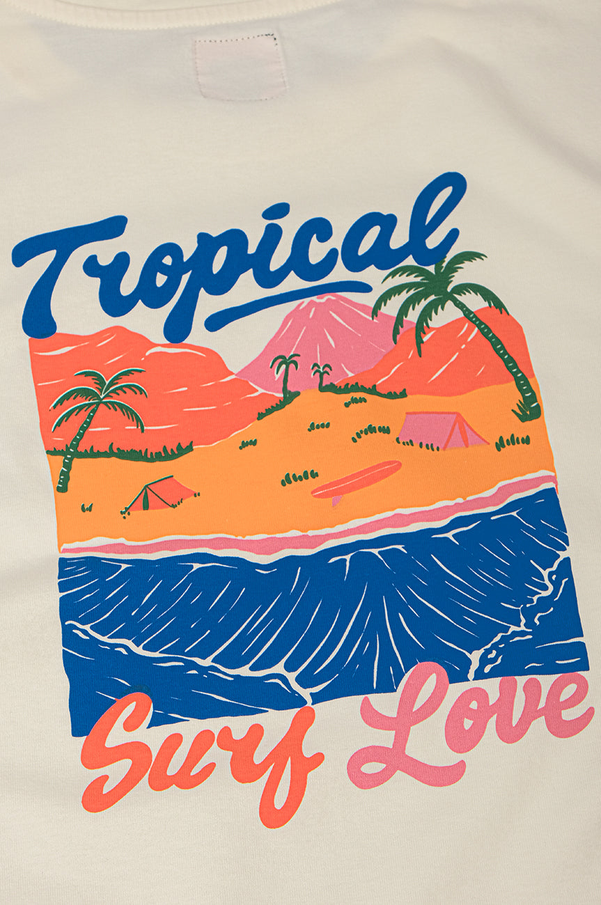 Tropical Surf Pigment T-Shirt Cannoli Cream White