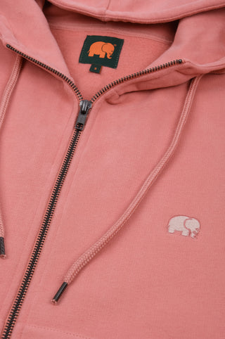 Immagine di dettaglio di Women's Organic Essential Oversized Zip Hoodie in Rossette Pink, con zip e logo | TP_IMAGE_TYPE=DETAIL