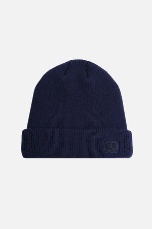 Campana Cuff Beanie en coloris marine avec bord retroussé et discret logo brodé | TP_IMAGE_TYPE=SILHOUETTE_FRONT