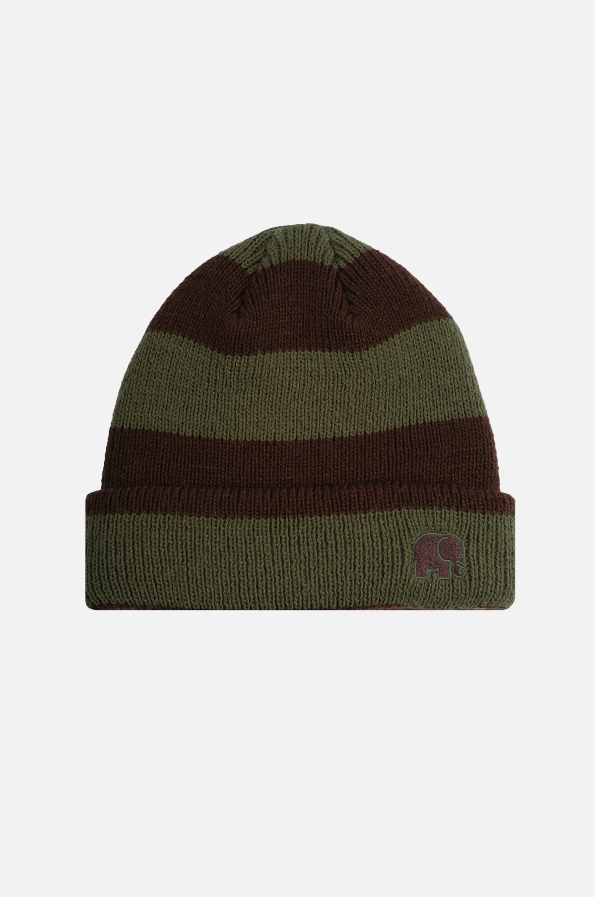 Berretto Montcabrer in khaki e coffee con risvolto e dettaglio logo. | TP_IMAGE_TYPE=SILHOUETTE_FRONT