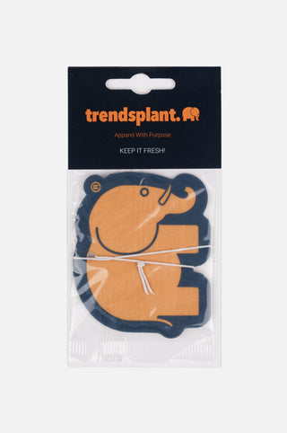 Front silhouette of an orange logo car air freshener shaped like an elephant | TP_IMAGE_TYPE=SILHOUETTE_FRONT