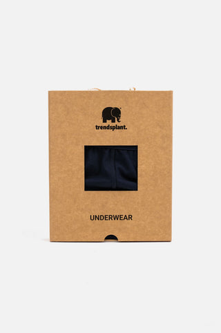 Vista frontale di Organic Essential Boxer Briefs nella confezione Navy | TP_IMAGE_TYPE=SILHOUETTE_FRONT