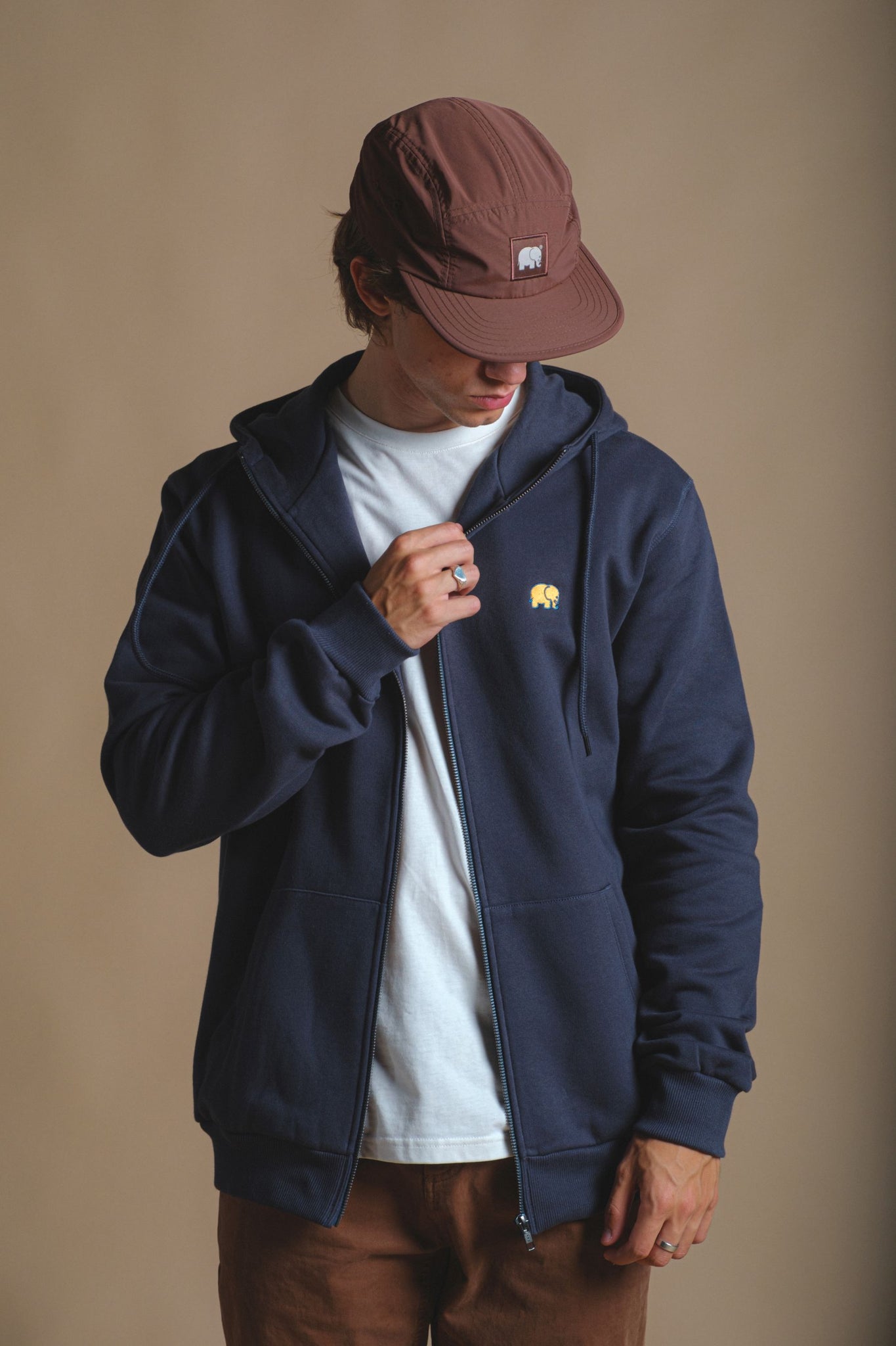 Sudadera Capucha Cremallera Orgánica Esencial Trendsplant Blue