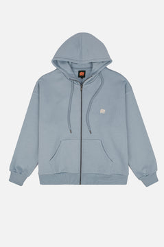 Sudadera Capucha Cremallera Mujer Oversized Orgánica Esencial Blue Fog