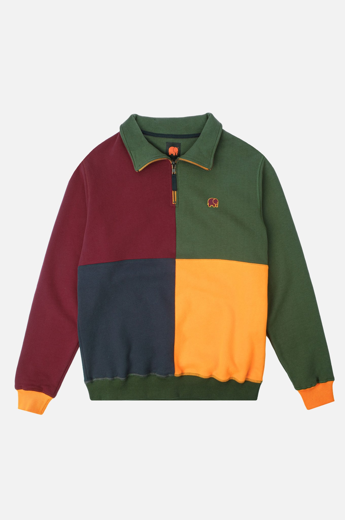 Color Block Half Zip Sweater "Harlequin"