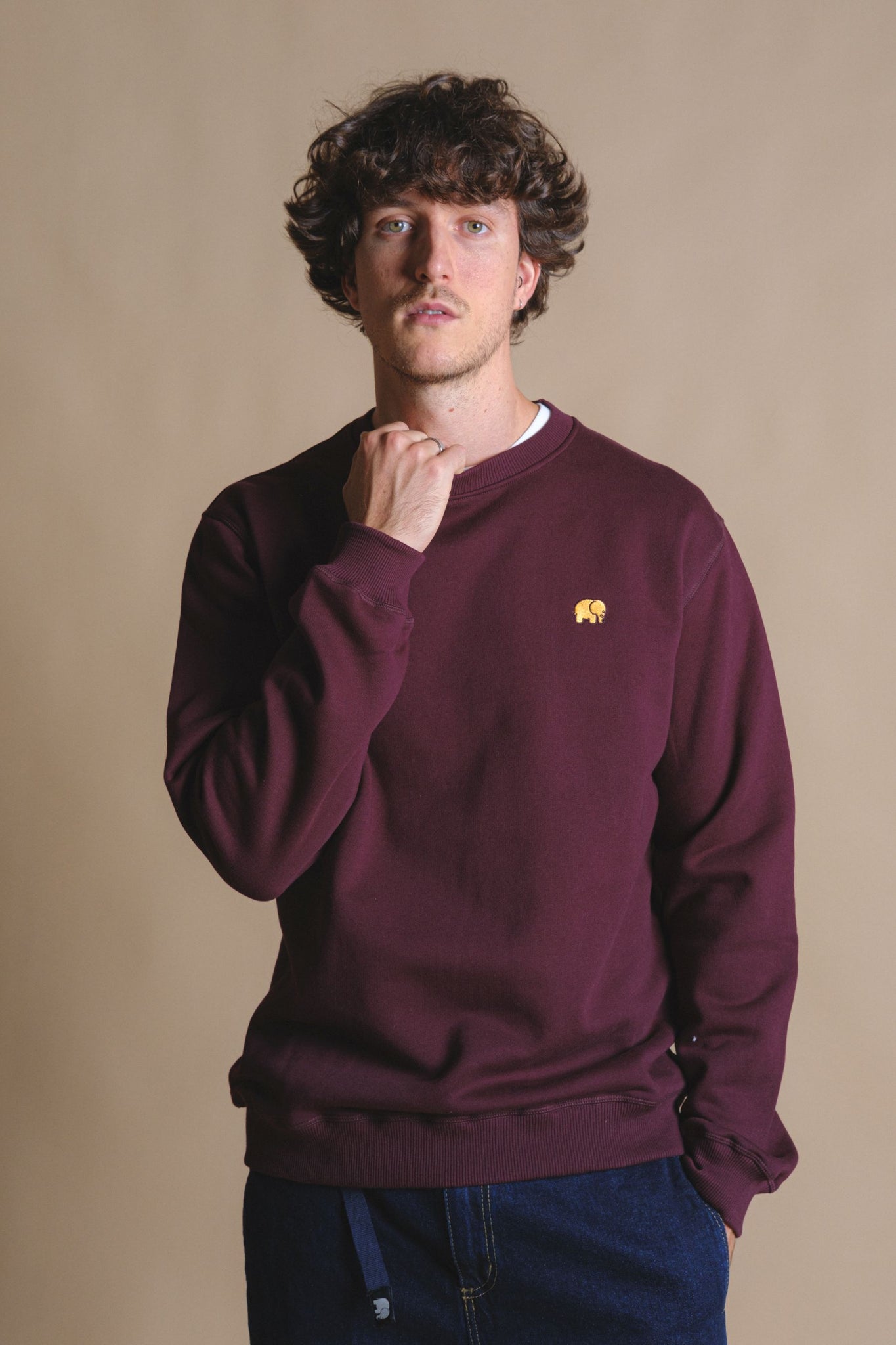 Organic Essential Sweater Wine Red