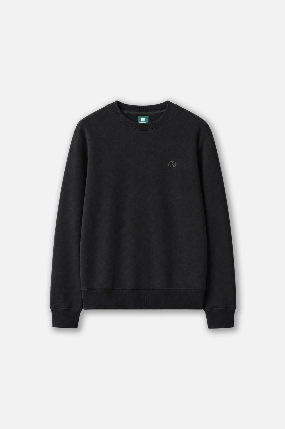 Organic Essential Sweatshirt in nero, con girocollo classico e polsini a costine | TP_IMAGE_TYPE=SILHOUETTE_FRONT