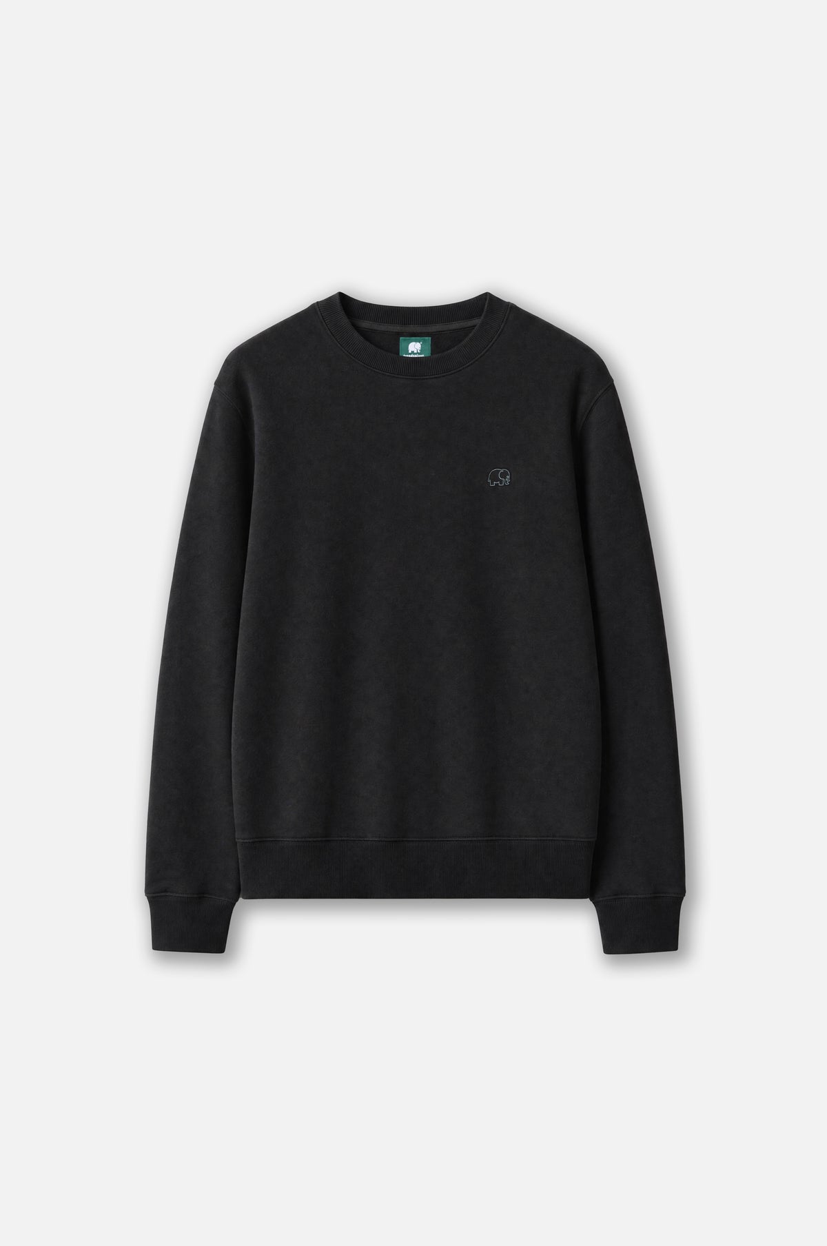 Organic Essential Sweatshirt in nero, con girocollo classico e polsini a costine | TP_IMAGE_TYPE=SILHOUETTE_FRONT