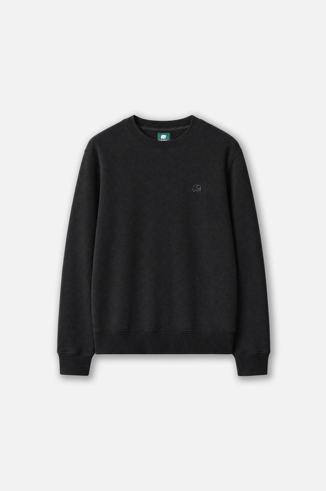 Organic Essential Sweatshirt en noir, avec une encolure ras du cou classique et des poignets côtelés | TP_IMAGE_TYPE=SILHOUETTE_FRONT
