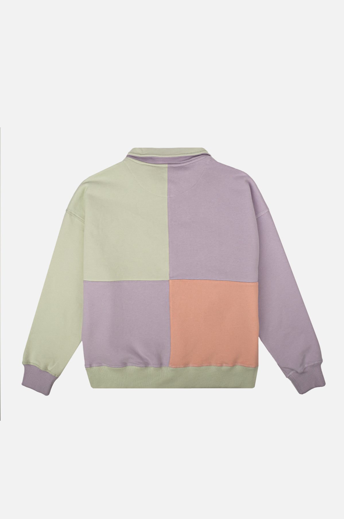 Sudadera Capucha Mujer Oversized Color Block Half Zip Lavender