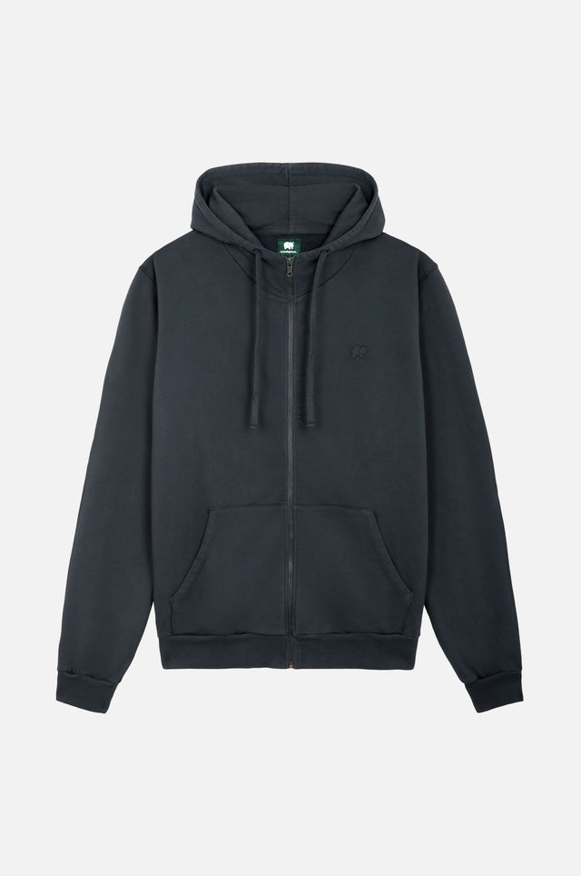 Sweat à capuche zippé Essential en Bitumen Grey, avec zip sur toute la longueur et poches kangourou. | TP_IMAGE_TYPE=SILHOUETTE_FRONT