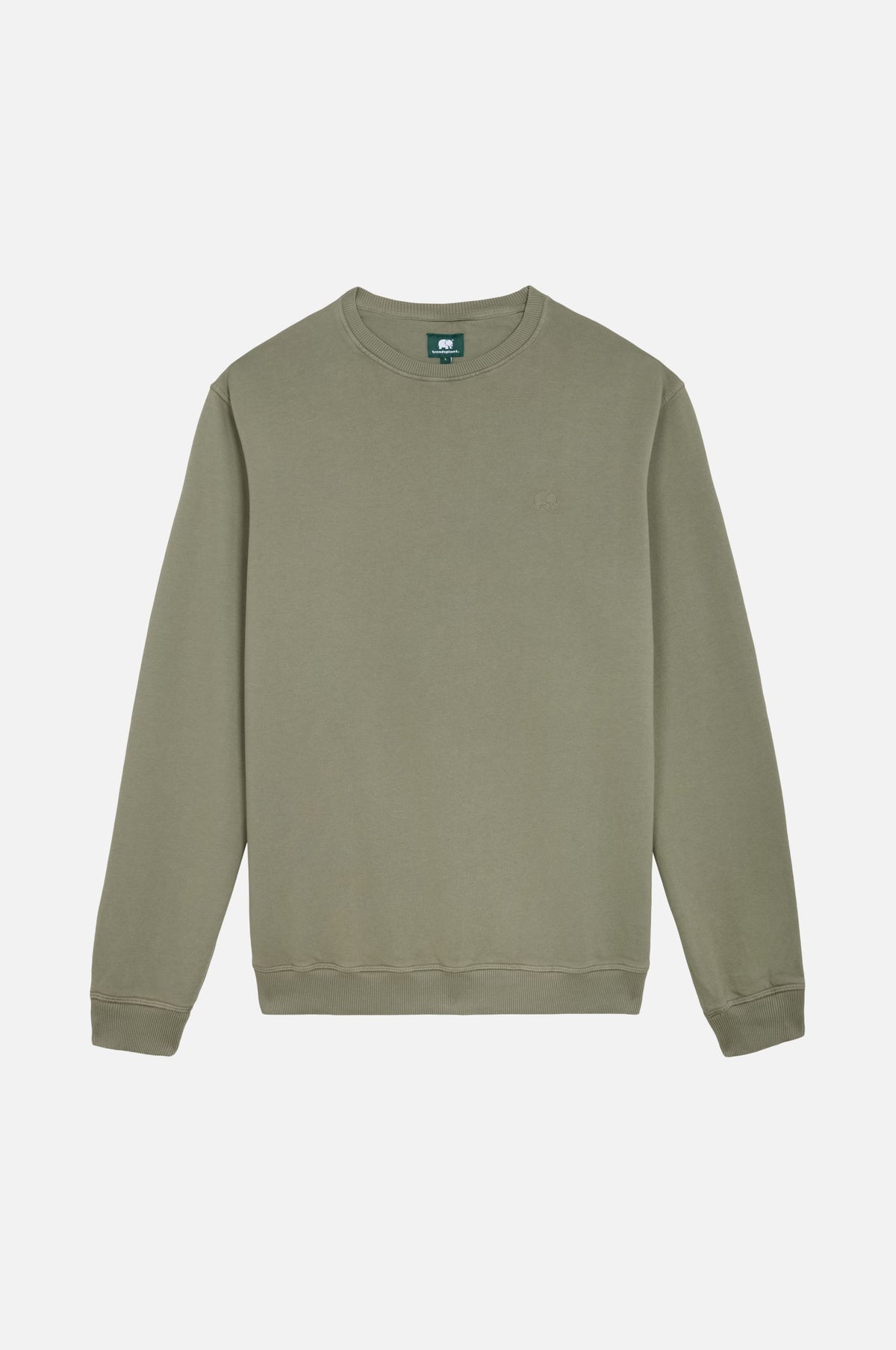 Essential Sweatshirt en vert agave, avec une encolure ras du cou classique et des manches longues, présenté de face sans mannequin. | TP_IMAGE_TYPE=SILHOUETTE_FRONT