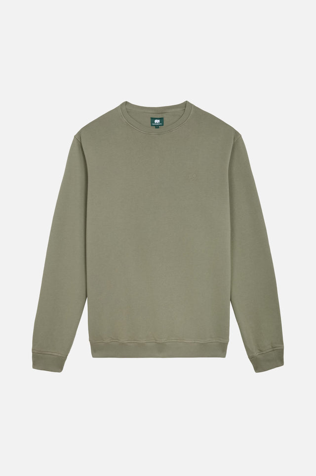 Essential Sweatshirt en vert agave, avec une encolure ras du cou classique et des manches longues, présenté de face sans mannequin. | TP_IMAGE_TYPE=SILHOUETTE_FRONT