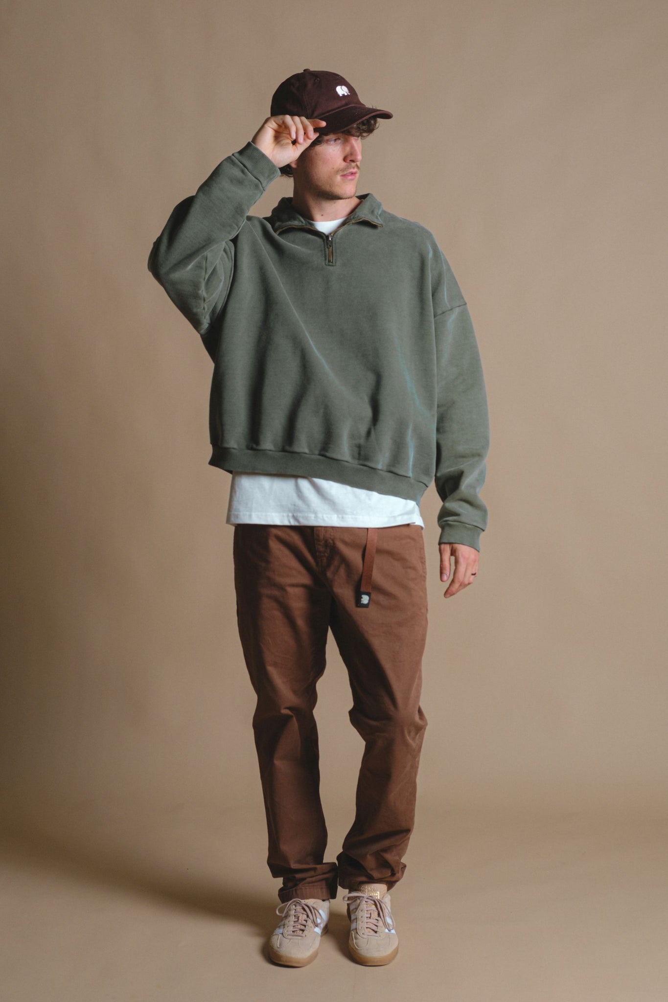 The Super Heavy Oversized Quarter Zip Sweater Kombu Green