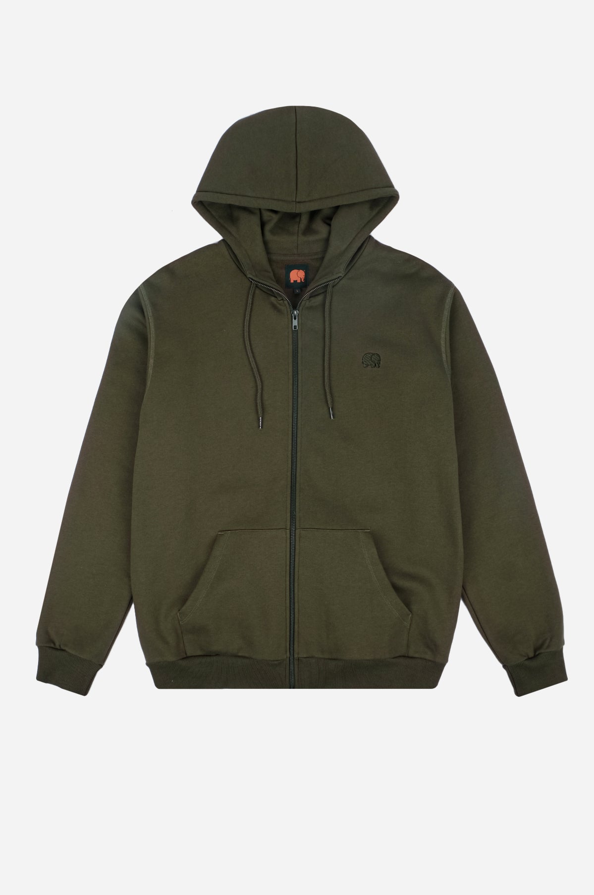 Organic Essential Zip Hoodie Dark Olive