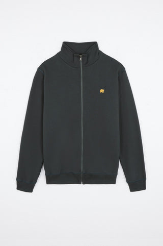 Organic Essential Zip Sweatshirt in Scarab Green, vue de face. | TP_IMAGE_TYPE=SILHOUETTE_FRONT