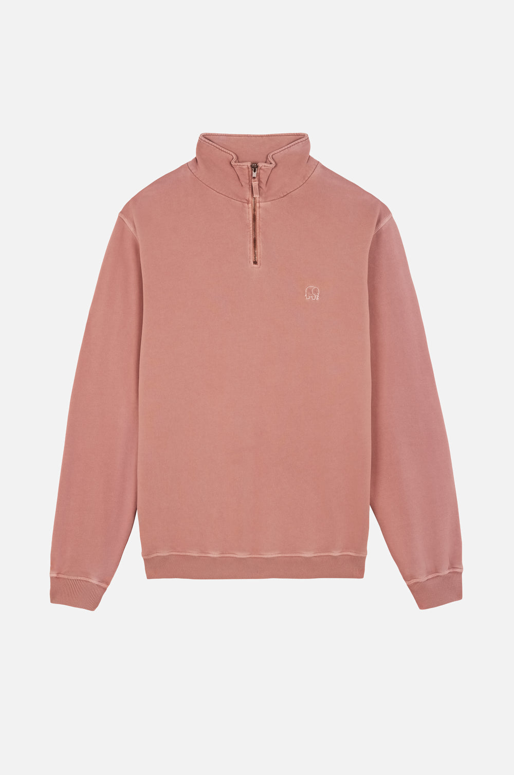 Essential Sunwashed Quarter Zip Sweatshirt in Old Rose | TP_IMAGE_TYPE=SILHOUETTE_FRONT