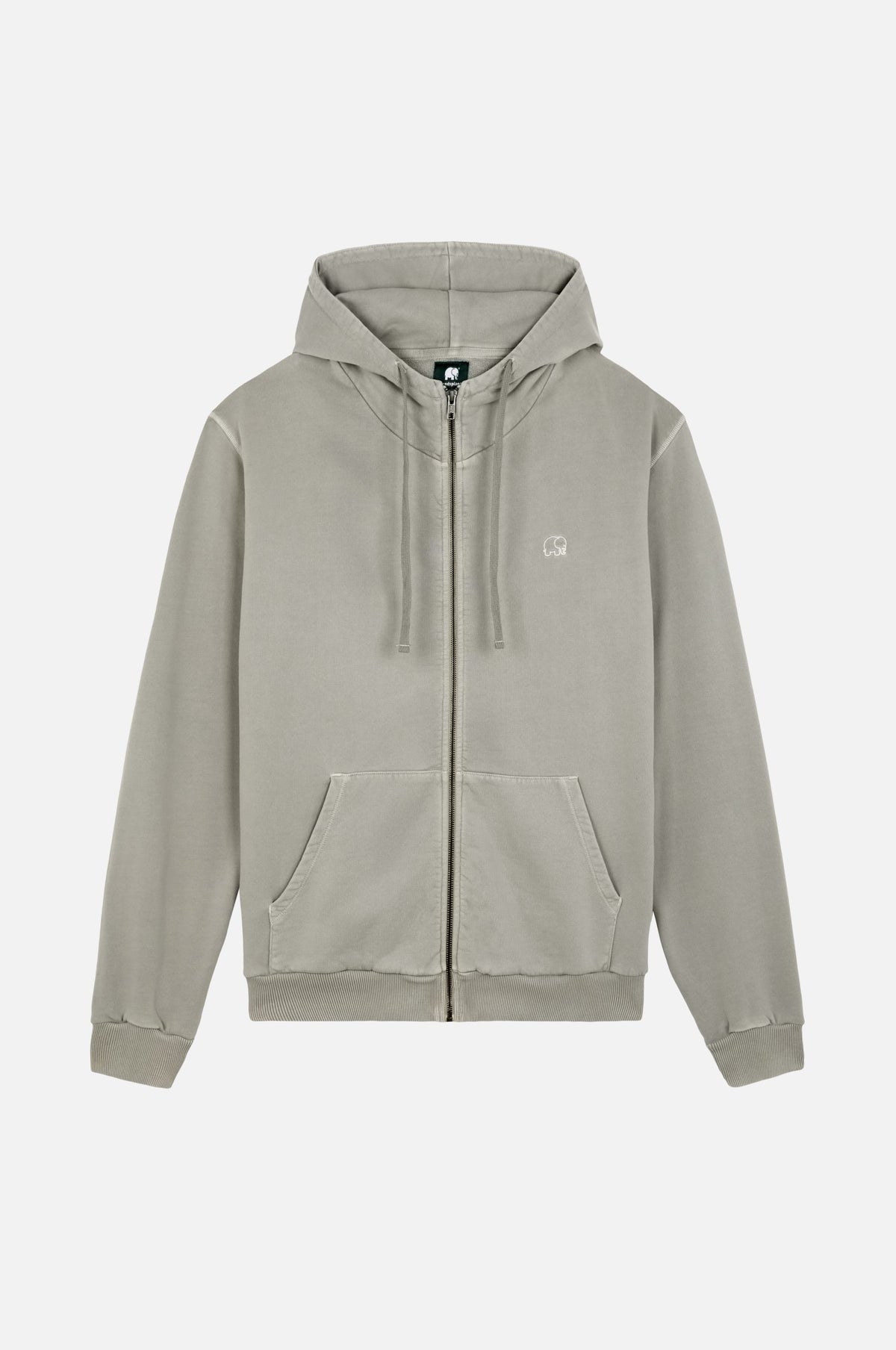 Essential Sunwashed Zip Hoodie in Natural Gray su sfondo bianco | TP_IMAGE_TYPE=SILHOUETTE_FRONT