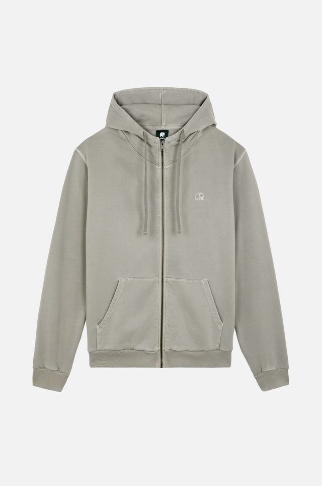 Sweat à capuche zippé Essential Sunwashed en Natural Gray présenté sur fond blanc | TP_IMAGE_TYPE=SILHOUETTE_FRONT