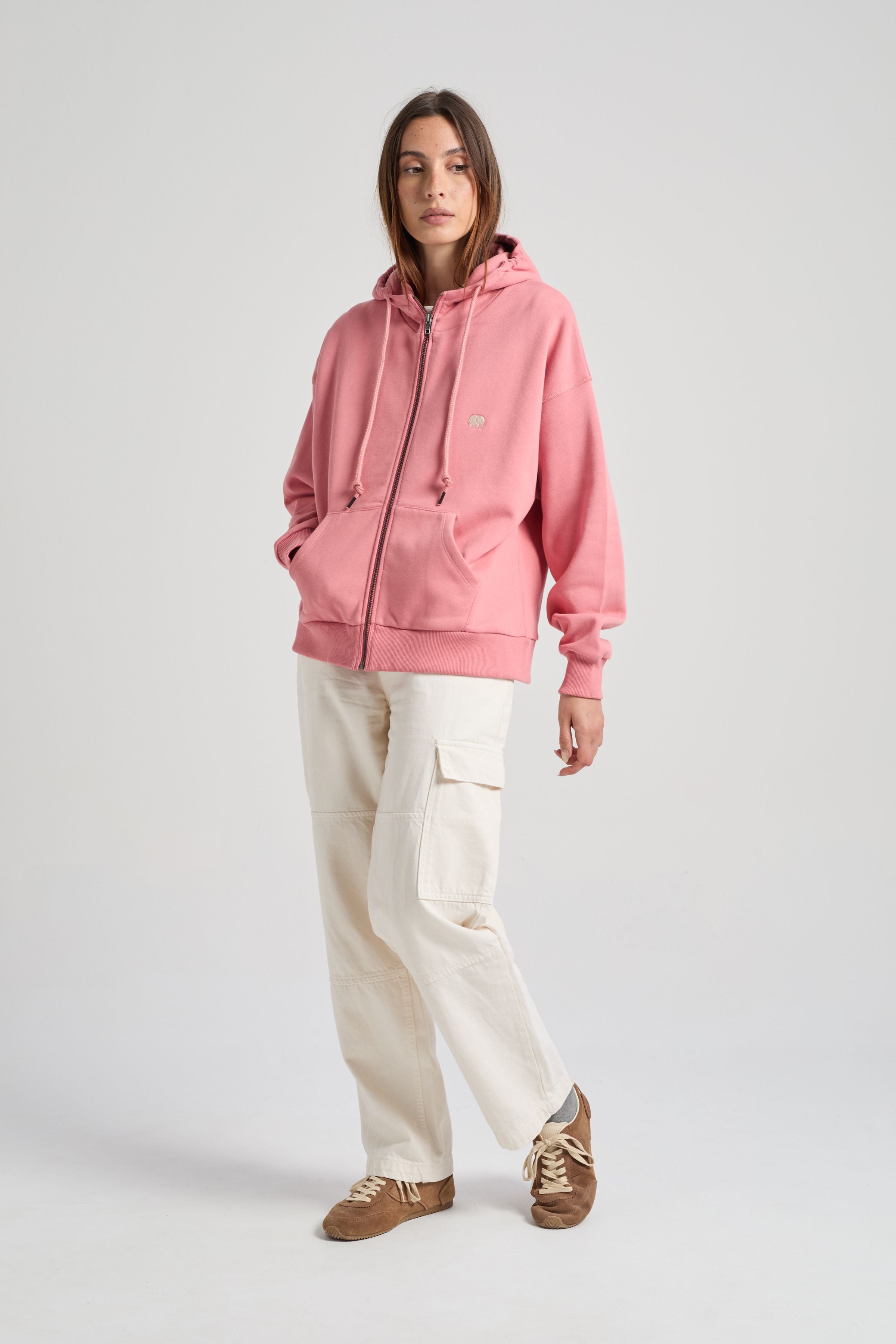 Women's Organic Essential Oversized Zip Hoodie Rossette Pink