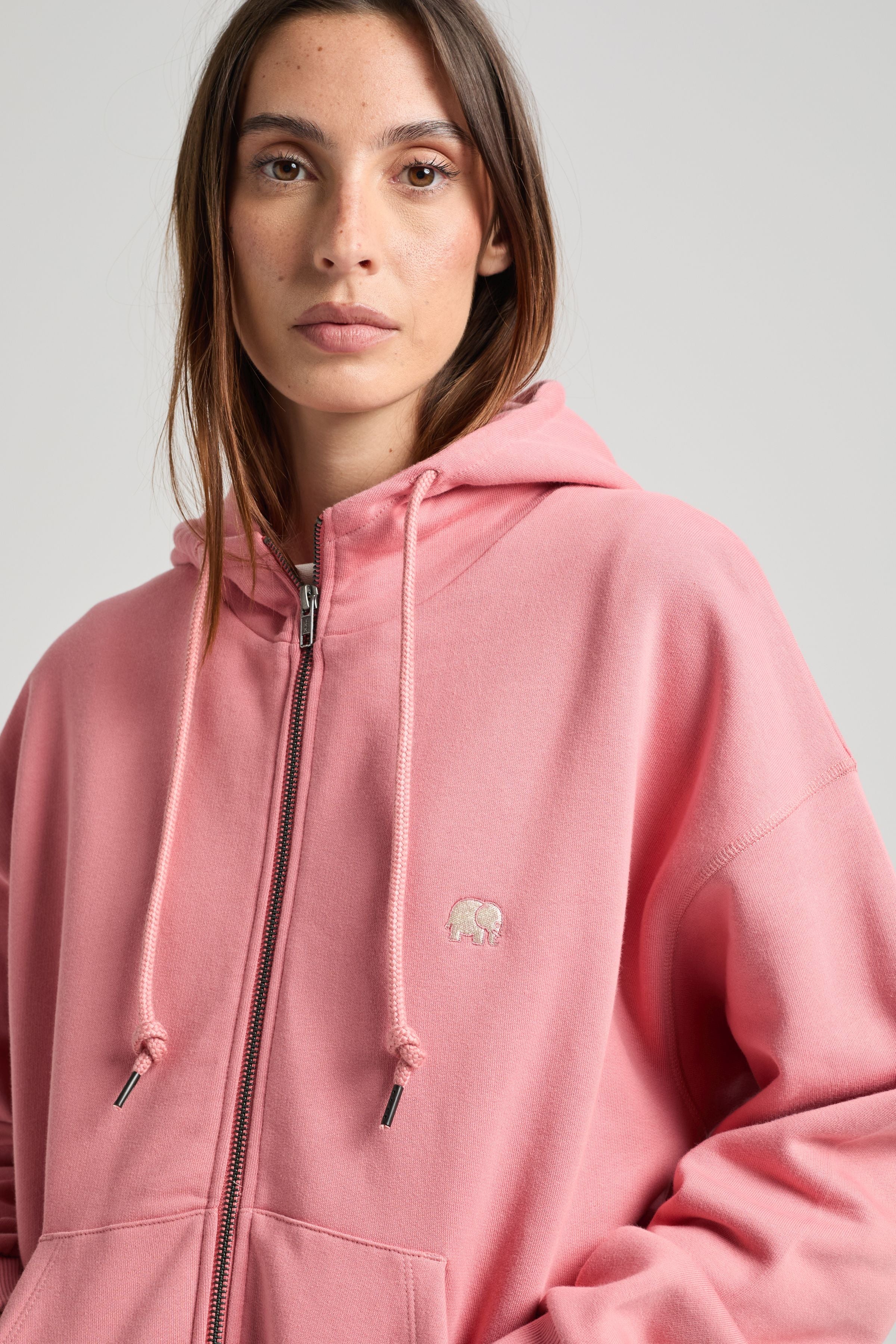Women's Organic Essential Oversized Zip Hoodie Rossette Pink