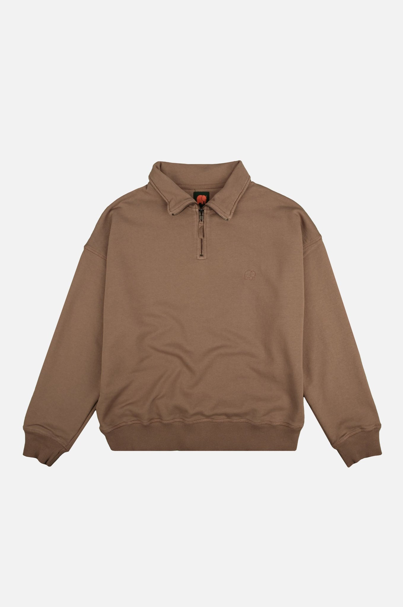 Women's Essential Garment Heavyweight Oversized Quater Zip Sweater Caribou