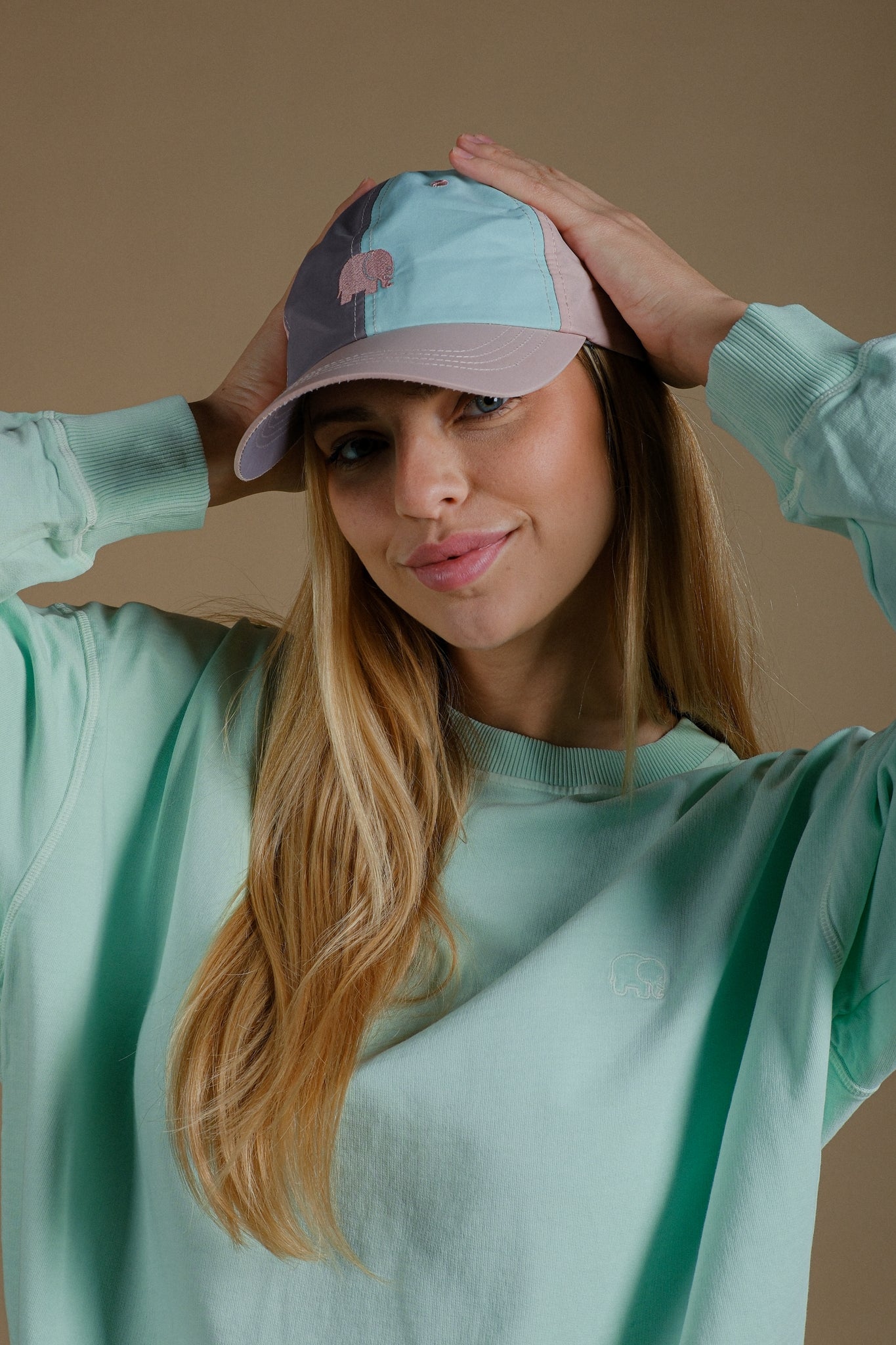 Color Block Lightweight Dad Cap Mint Green