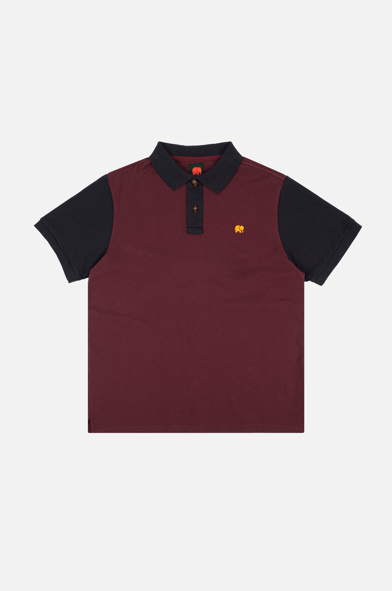 Organic Color Block Polo Shirt Burgundy