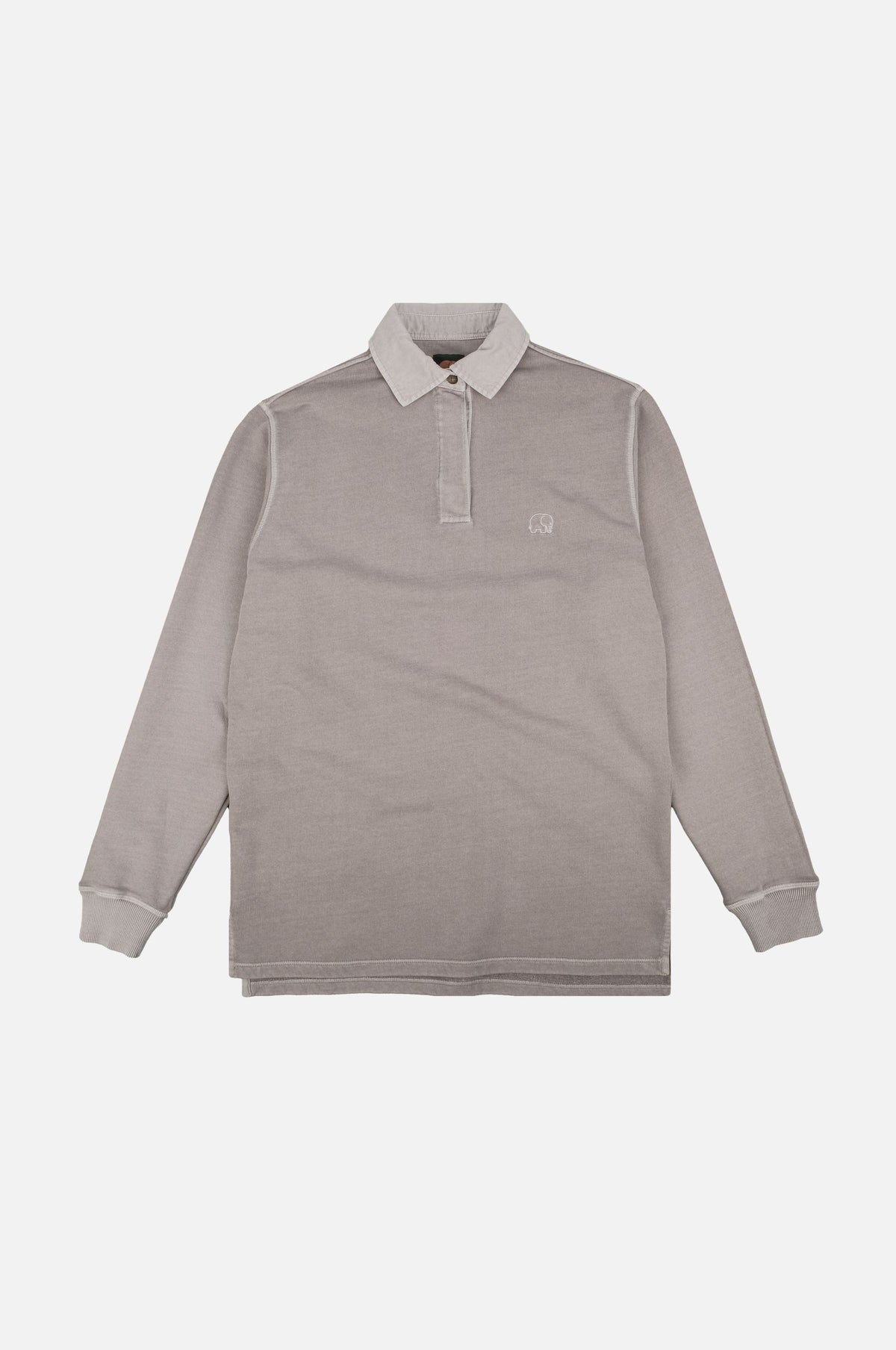 Silhouette frontale di Essential Pigment Heavyweight Polo Sweatshirt in Island Fossil | TP_IMAGE_TYPE=SILHOUETTE_FRONT