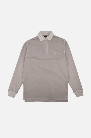 Silhouette de face du Essential Pigment Heavyweight Polo Sweatshirt en Island Fossil | TP_IMAGE_TYPE=SILHOUETTE_FRONT