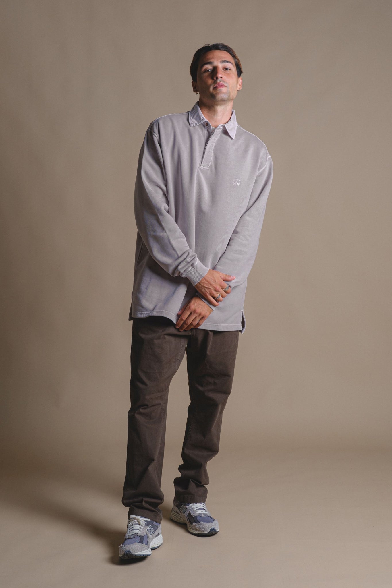 Essential Pigment Heavyweight Polo Sweater Island Fossil