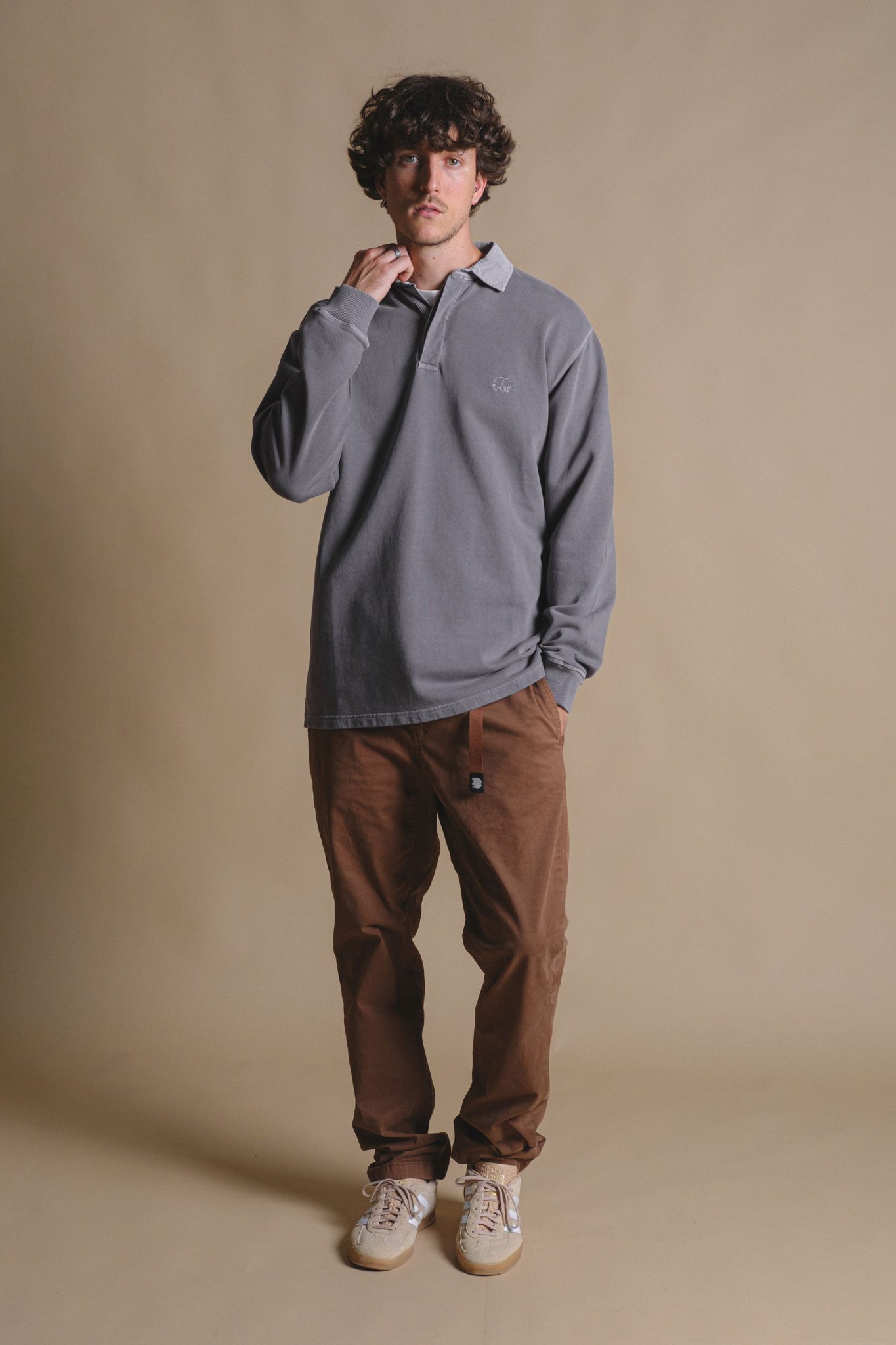 Essential Pigment Heavyweight Polo Sweater Pewter