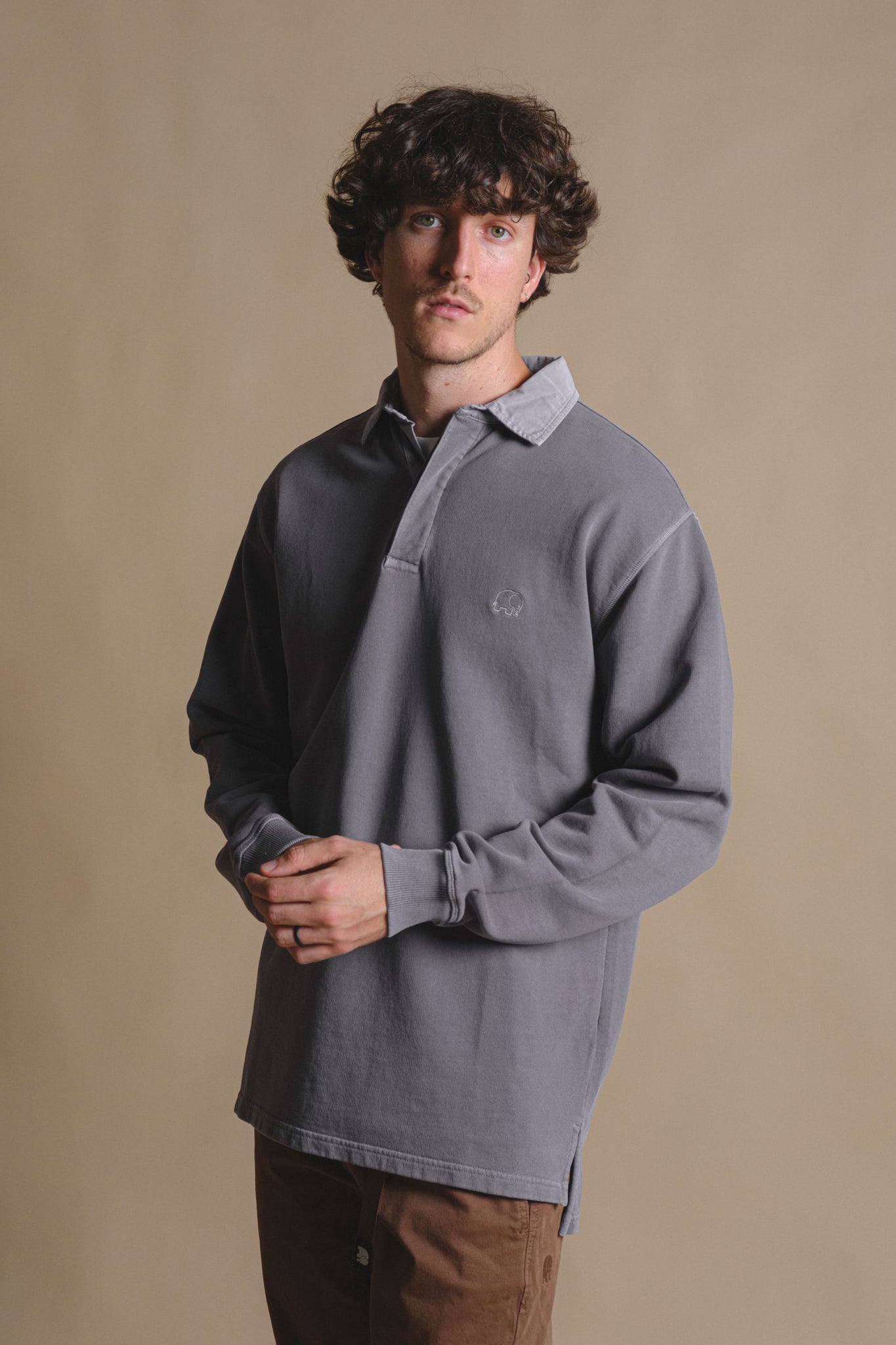 Essential Pigment Heavyweight Polo Sweater Pewter