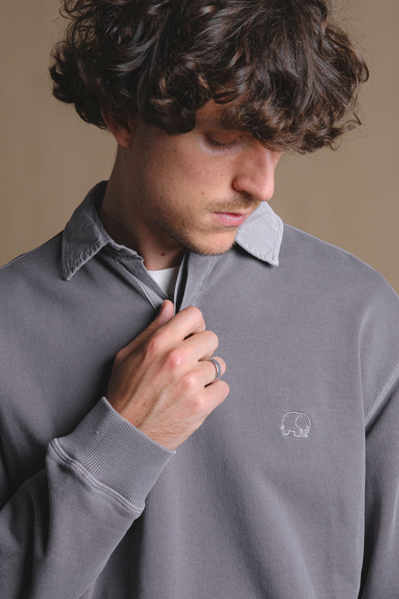 Essential Pigment Heavyweight Polo Sweater Pewter