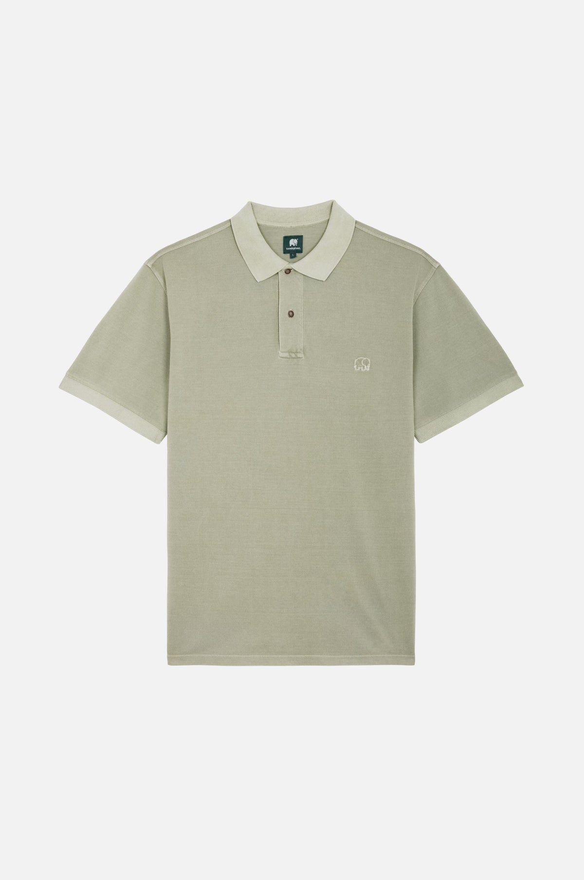 Polo Essential Sunwashed in colore Seagrass visualizzata su un manichino fantasma, con vista frontale che mostra colletto e bottoni. | TP_IMAGE_TYPE=SILHOUETTE_FRONT