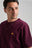 Persona che indossa una Organic Essential T-Shirt in Wine Red, con una vista ravvicinata del design | TP_IMAGE_TYPE=MODEL_FRONT