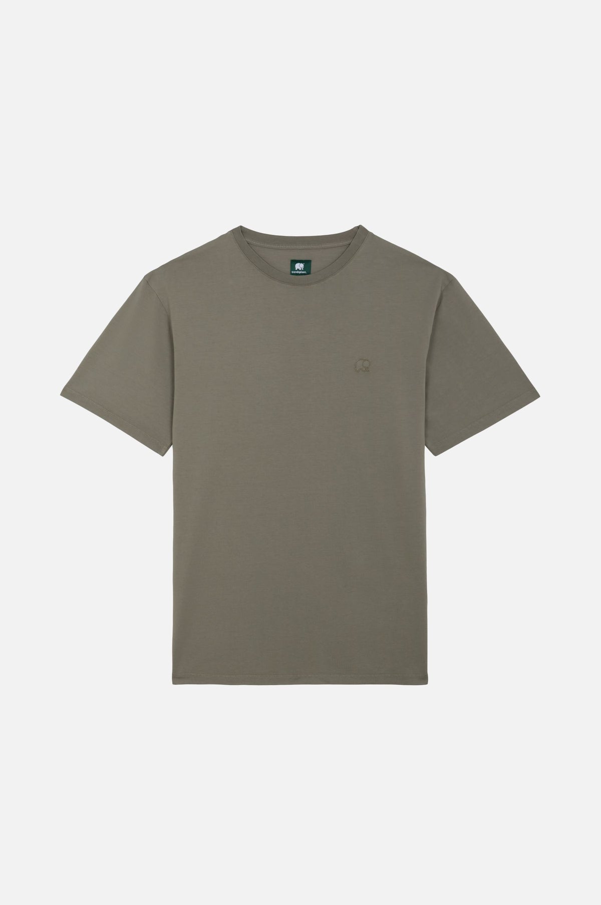 Essential T-Shirt in Brushed Nickel, featuring a simple crew neck design and short sleeves, displayed on a flat lay against a white background. | TP_IMAGE_TYPE=SILHOUETTE_FRONT